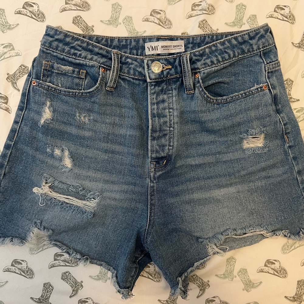 YMI Women's Distressed Denim Shorts - Blue